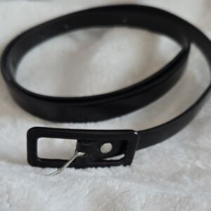Black PVC Leather Women's Belt